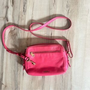 Fossil Handbag, Pink, Crossbody, Gold, Purse, Preppy